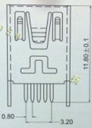 มินิ USB 5P ซ็อกเก็ต แบบขาตรง